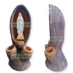 -->OFFERTA<-- STATUA+NICCHIA GROTTA IN CEMENTO FINTO LEGNO Cm120